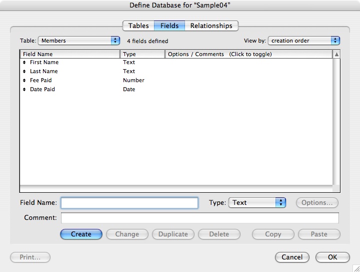 Create a Simple Database and Define Fields