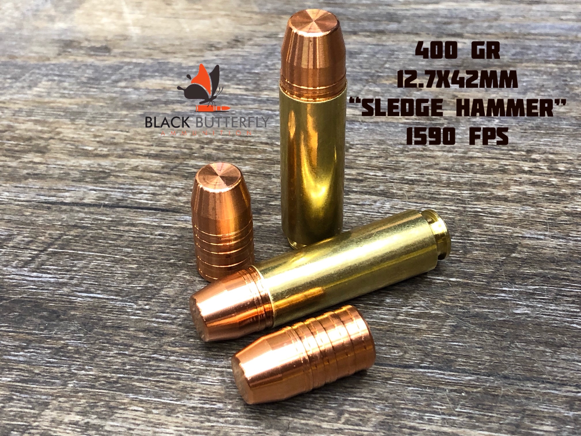 Black Butterfly Ammunition Premium Giant Bore, 12.7x42mm, 400 gr, 20