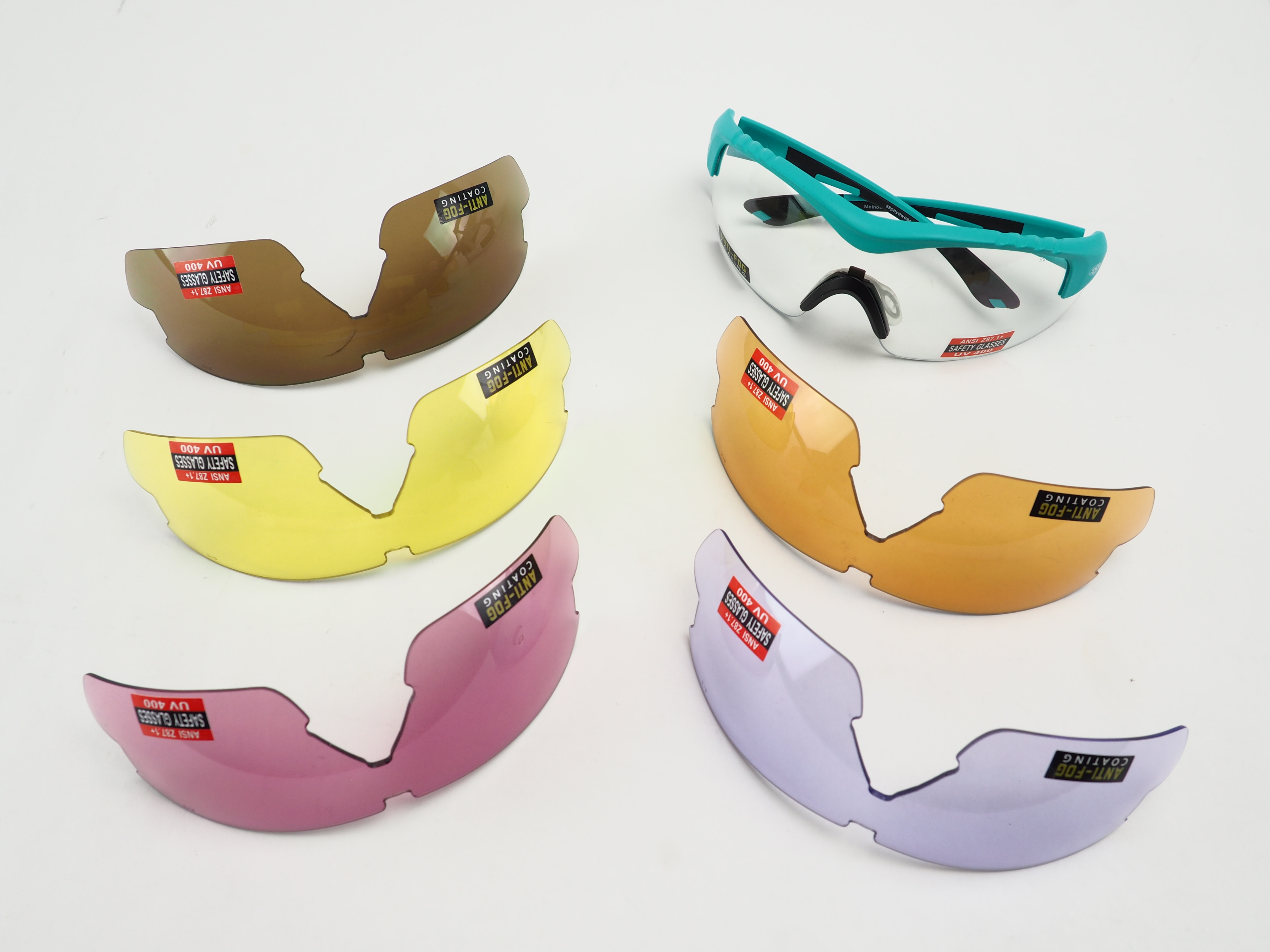 6Color Shooting Glasses w/ Methow kit aqua/teal frames Target Shotguns, Inc