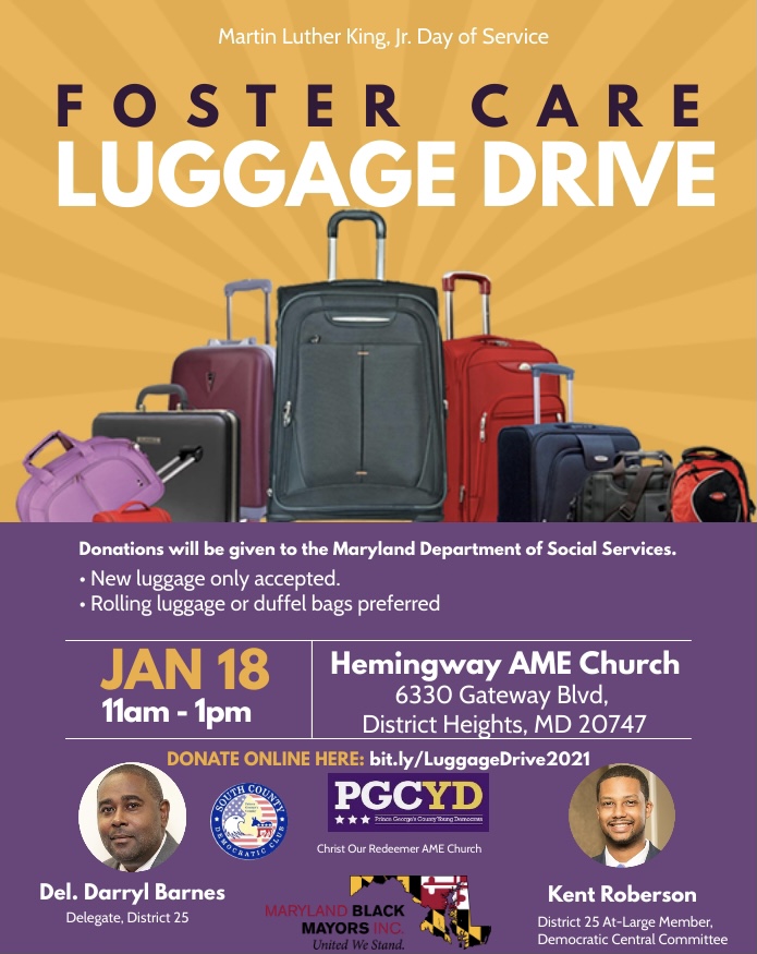 MLK Day of Service Foster Care Luggage Drive Prince County