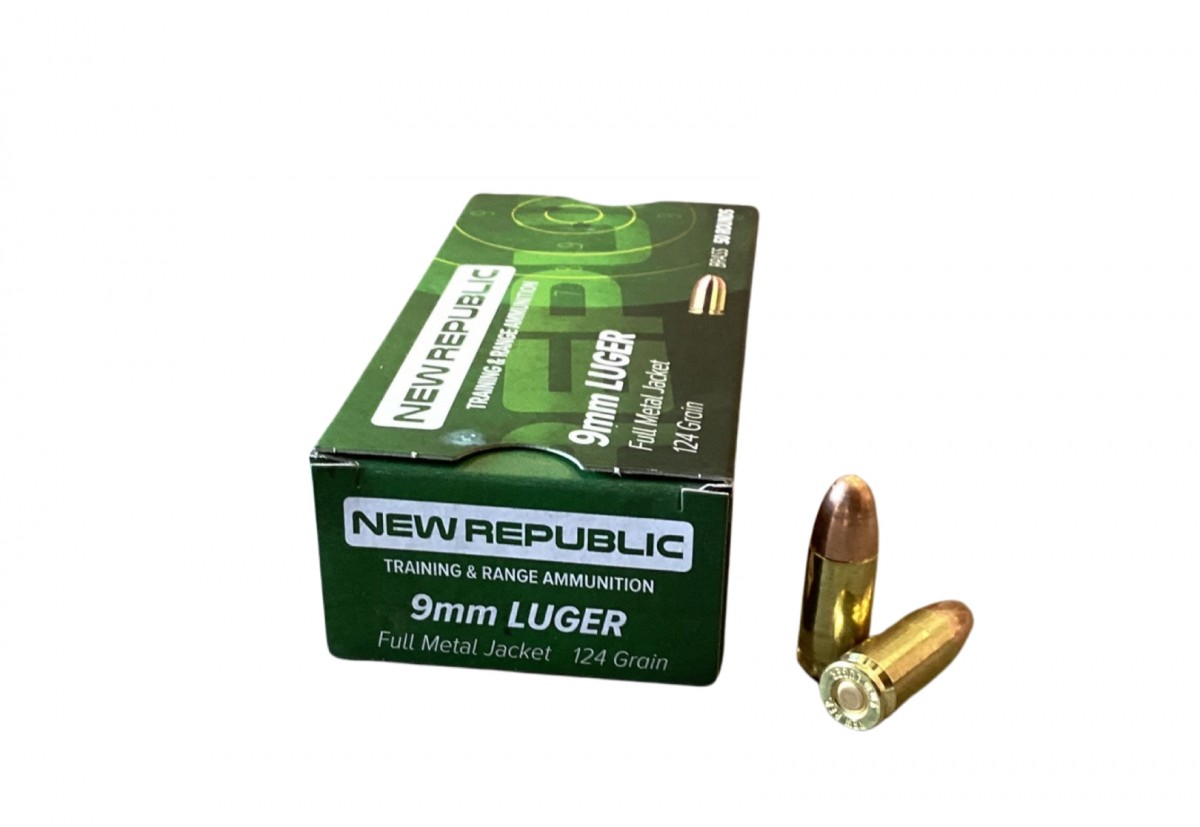 9MM New Republic 124 Grain Brass Full Metal Jacket 50 Round Box