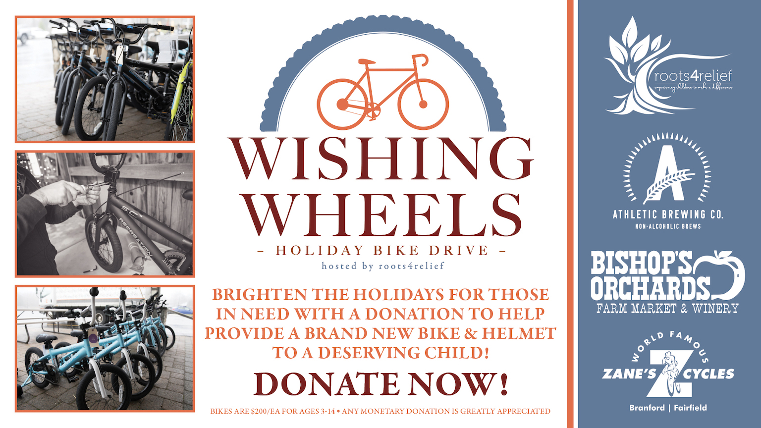 Wishing Wheels Holiday Bike Drive Roots 4 Relief (Powered by Donorbox)