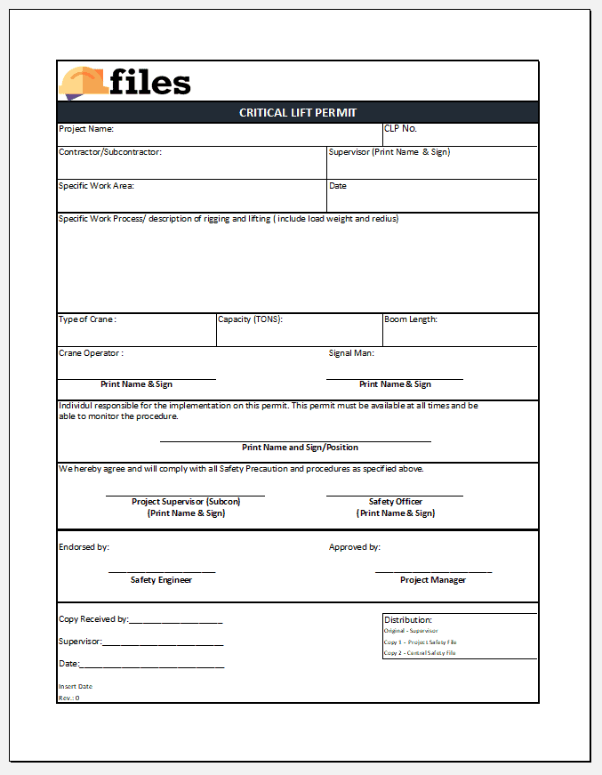 Critical Lift Permit Construction Documents And Templates