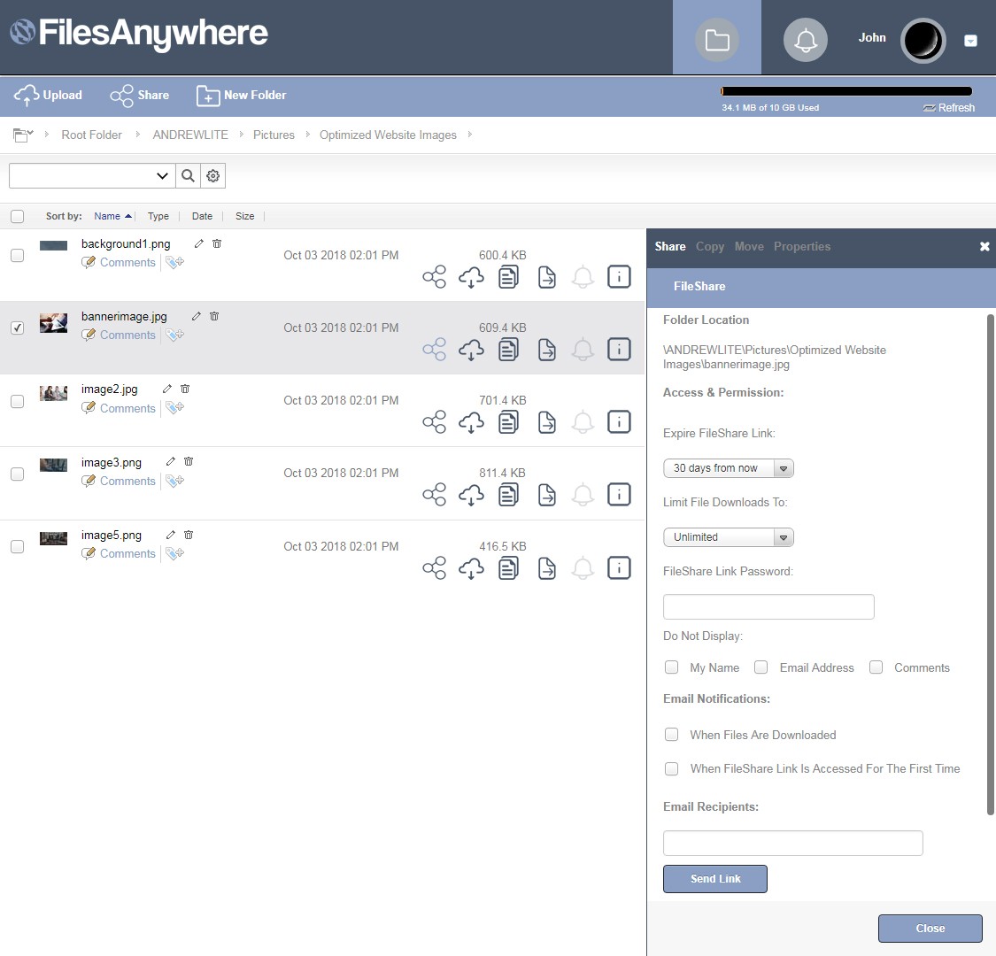 FileShare Link FilesAnywhere