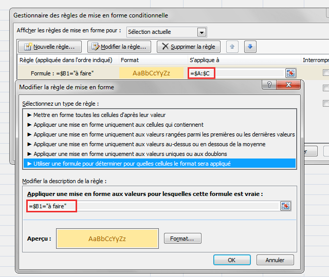 Mise en forme conditionnelle