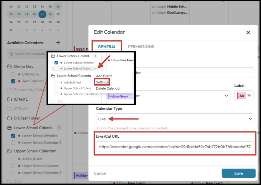 Integrate an Outlook calendar into New Calendars module Finalsite Support