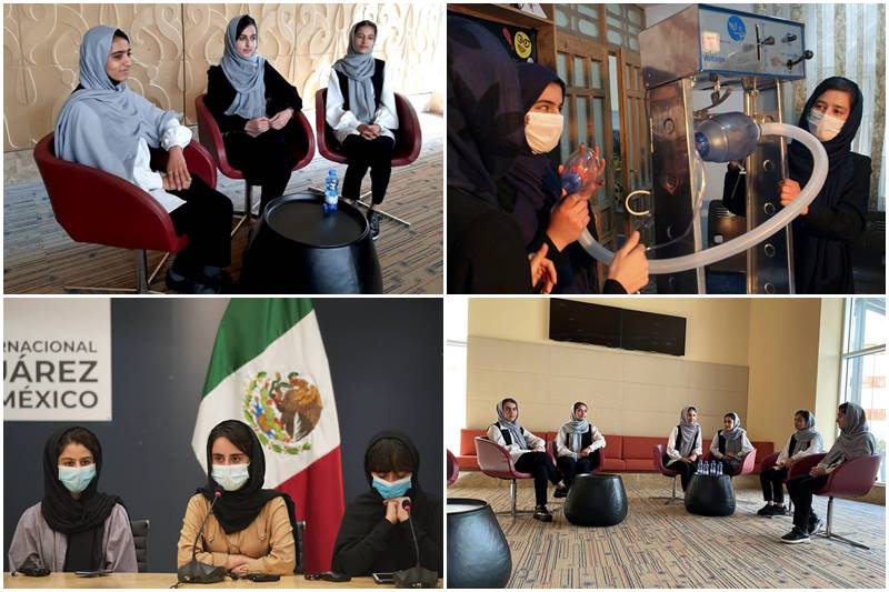Afghan allgirl robotics team members land in Mexico after evacuation