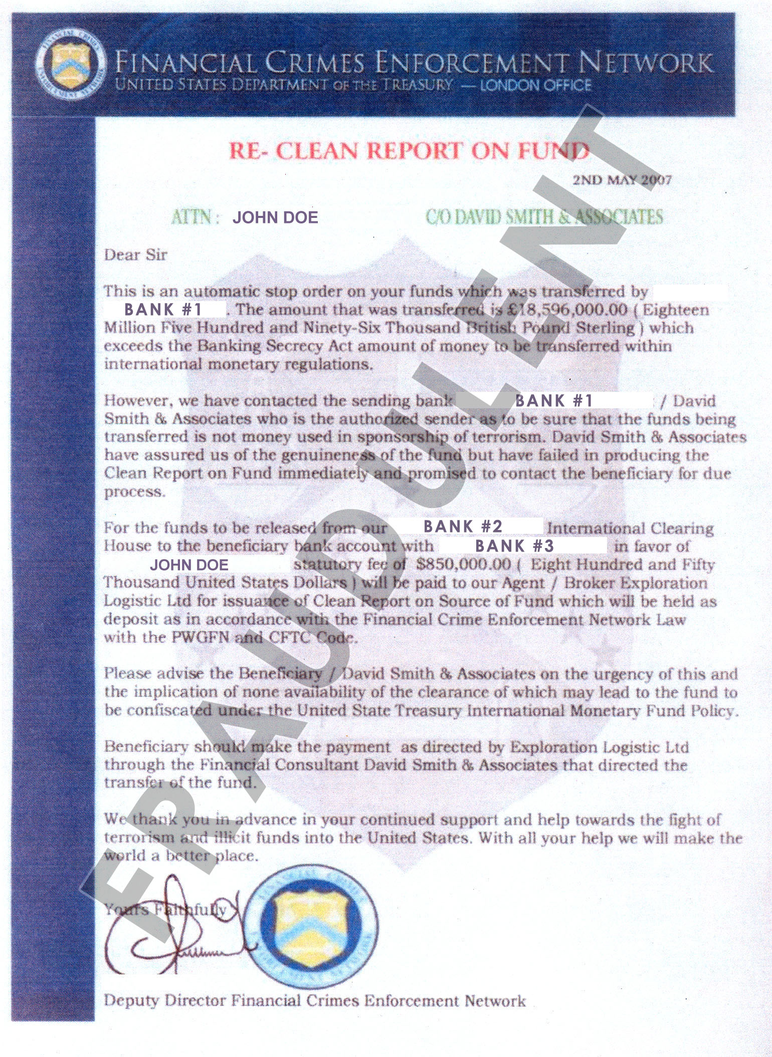 FinCEN Issues a Warning Notice Against Fraudulent Stop Order Scams