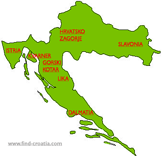 Map Of Croatia Area Croatian Regions