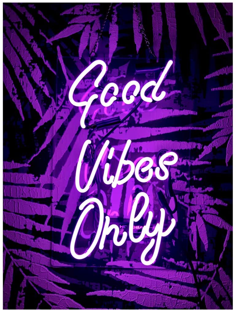'Good Vibes Only' Purple Neon Sign Find a Gift For