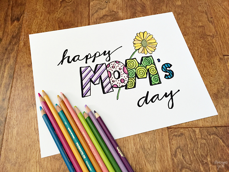 Mother's Day Coloring Page with Flower Finding Zest