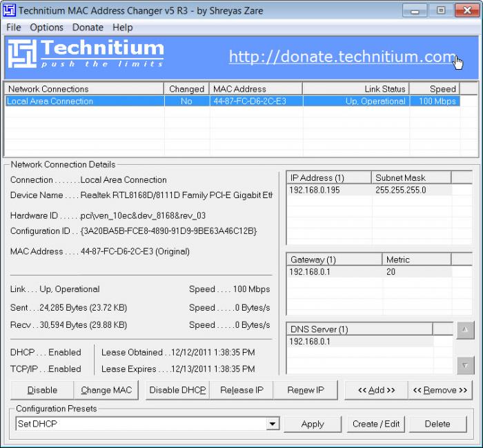 View Technitium MAC Address Changer screenshot