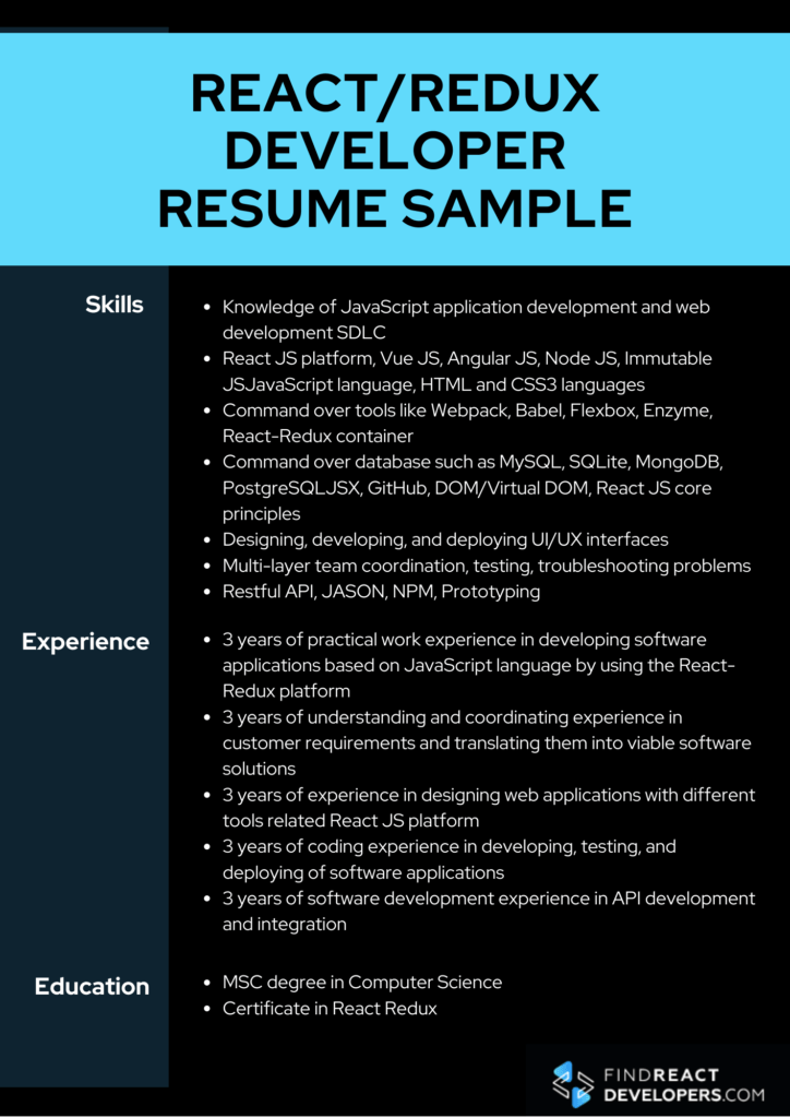 React JS Developer Resume Samples Find React Developers