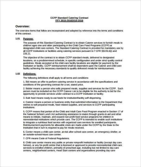 Catering Contract Templates Find Word Templates