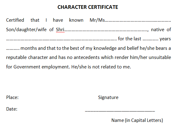 5+ Character Certificate Templates Word Excel Fomats
