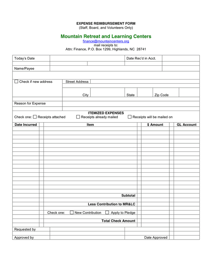 Expense Reimbursement Forms Find Word Templates