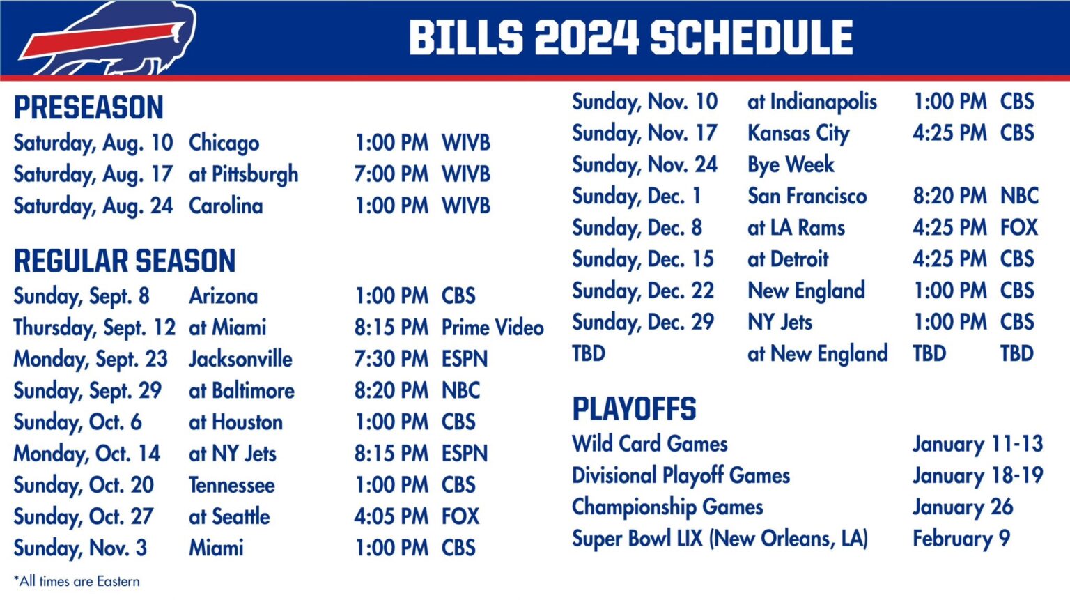 Buffalo Bills release 2024 schedule
