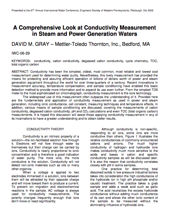 What is Cation Conductivity (related to high pressure boiler)