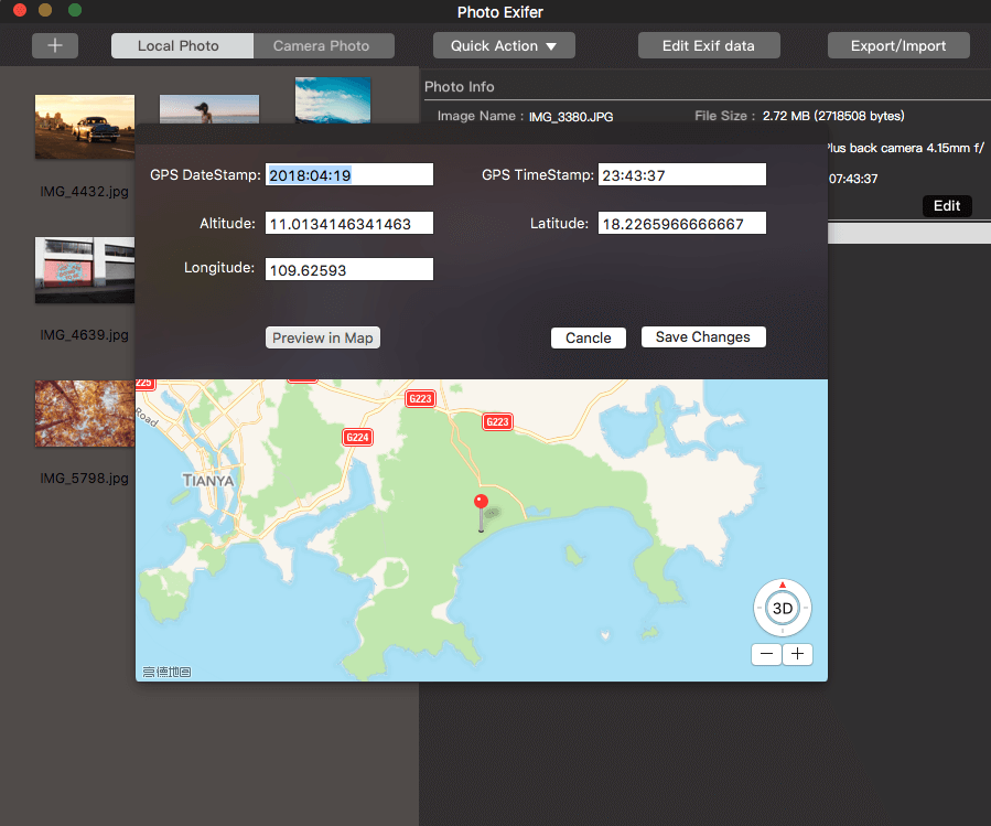 How to find and edit the photos' GPS location on Mac?