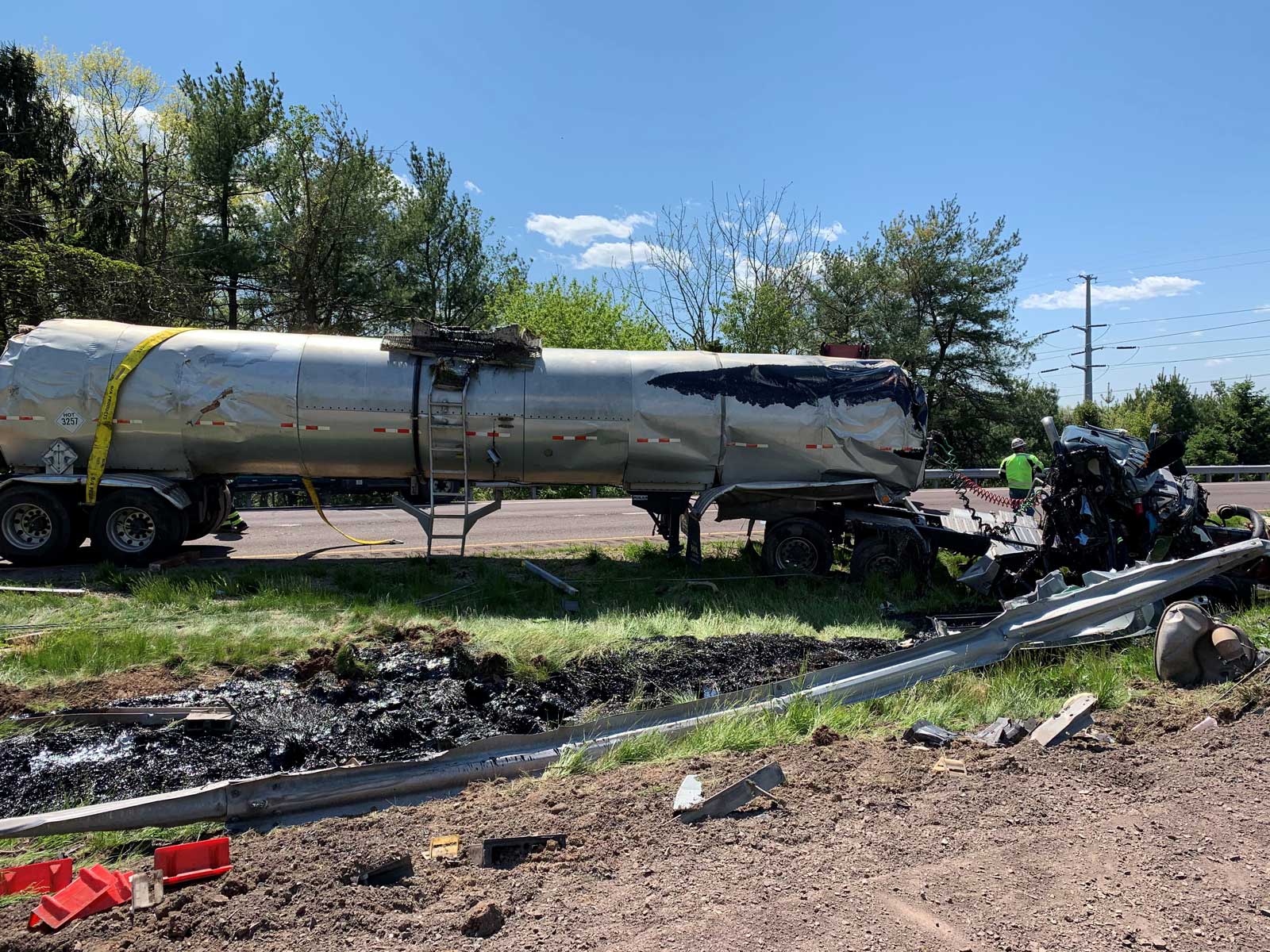 PA Firefighters Respond to Tanker Truck Crash with Hazmat Fire