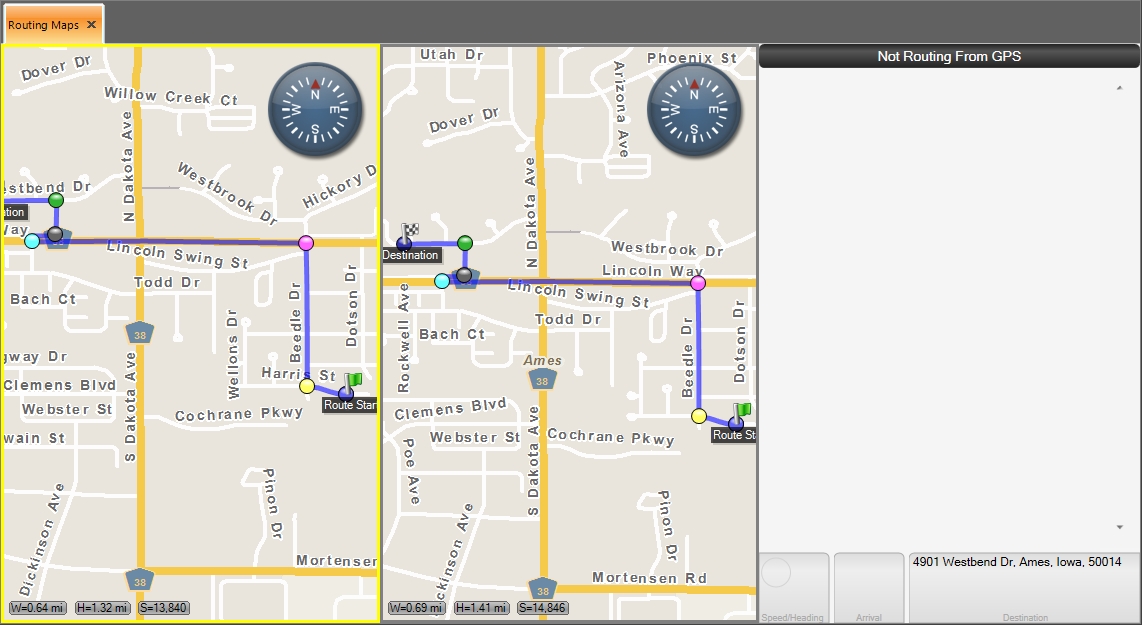 Display the Routing Maps tab in different layouts