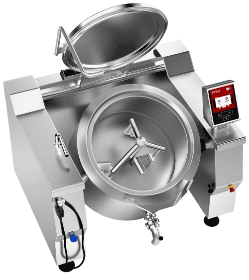 Fully automated braising pan with mixers