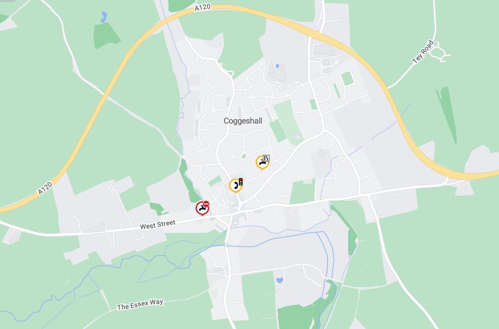 Services 370 570 Road closure West Street, Coggeshall First Bus
