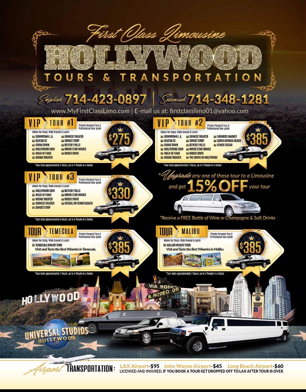 First Class Limousine Party Bus Anaheim CA Orange County Limo Rental