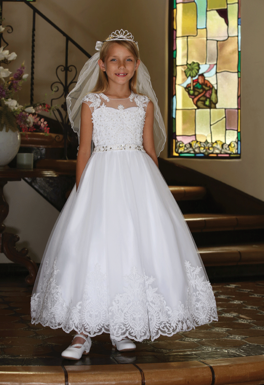 Breathtaking Satin First Communion Dress with tulle overlay Buy First