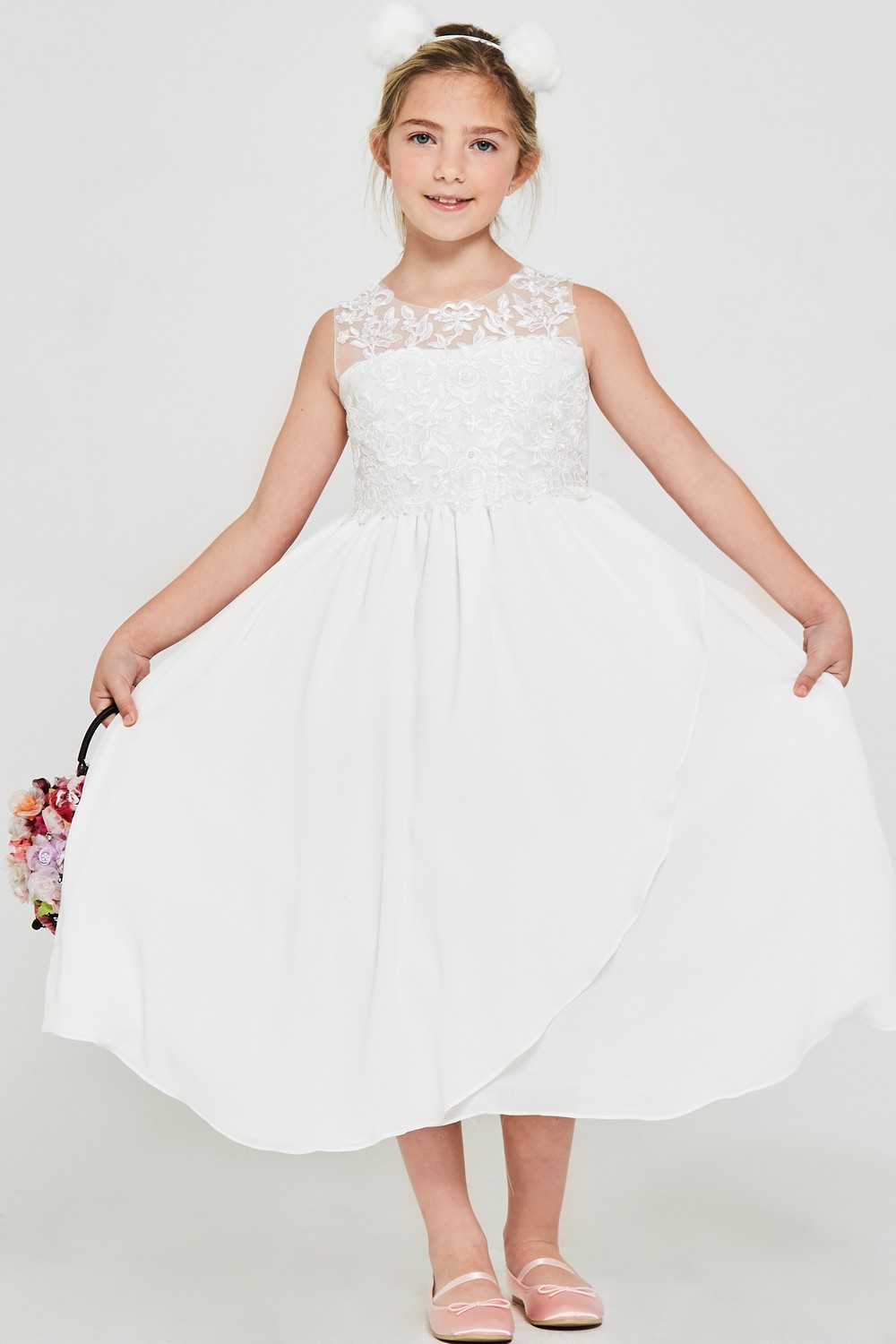 Buy Embroidered Lace Chiffon First Communion Dresses on