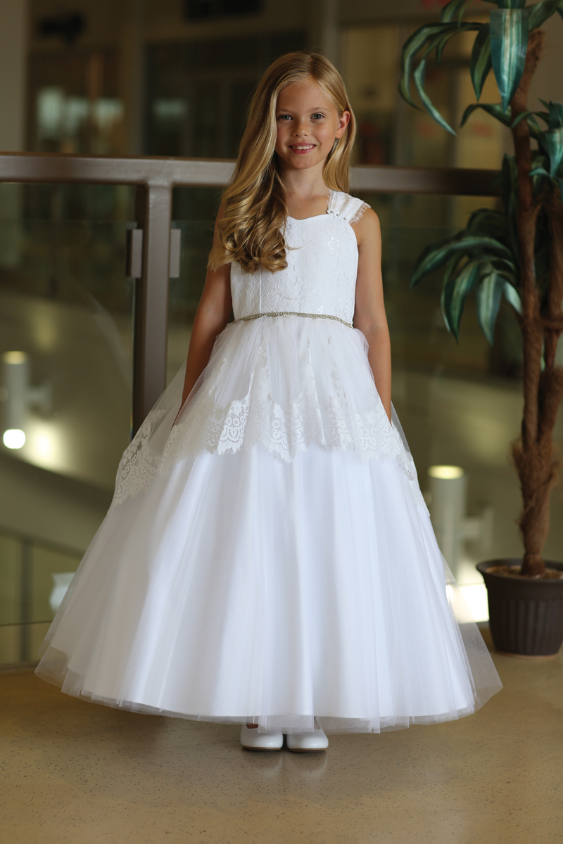 First Communion Dress with Lace and Tulle Beautiful Lace First