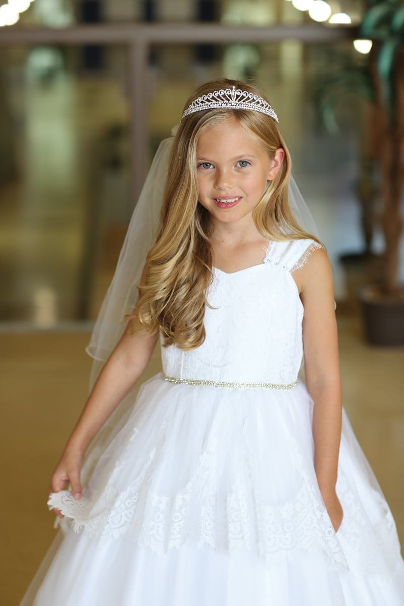 Modern First Communion Veil Crown Tiara Elegant First Communion Veils