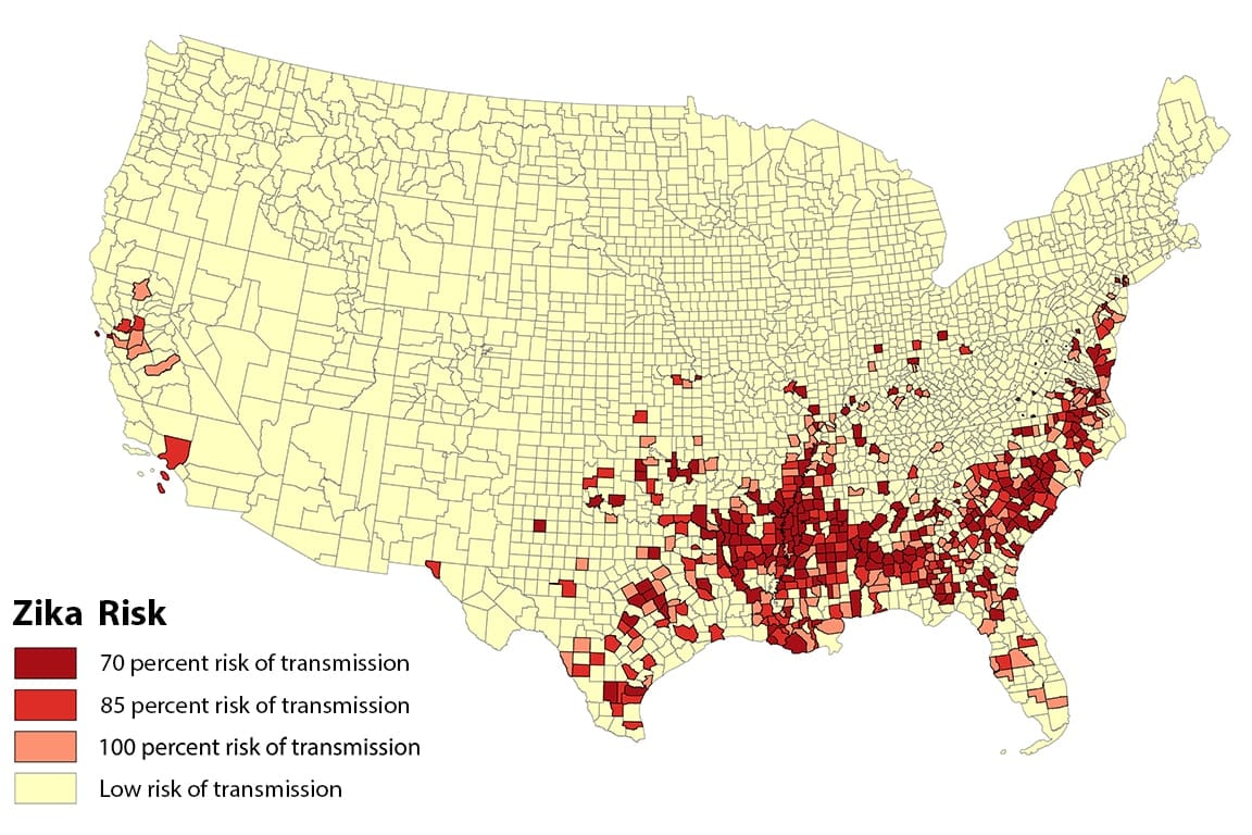 Research Predicts High Zika Transmission Risk in