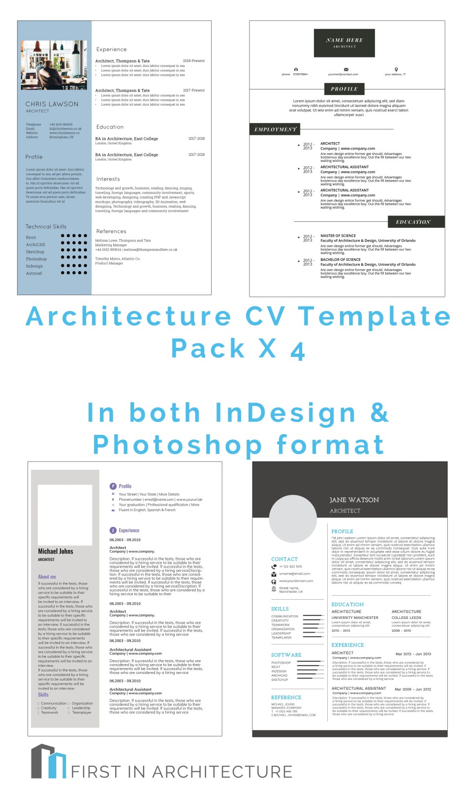 Architecture CV Template Pack | First In Architecture