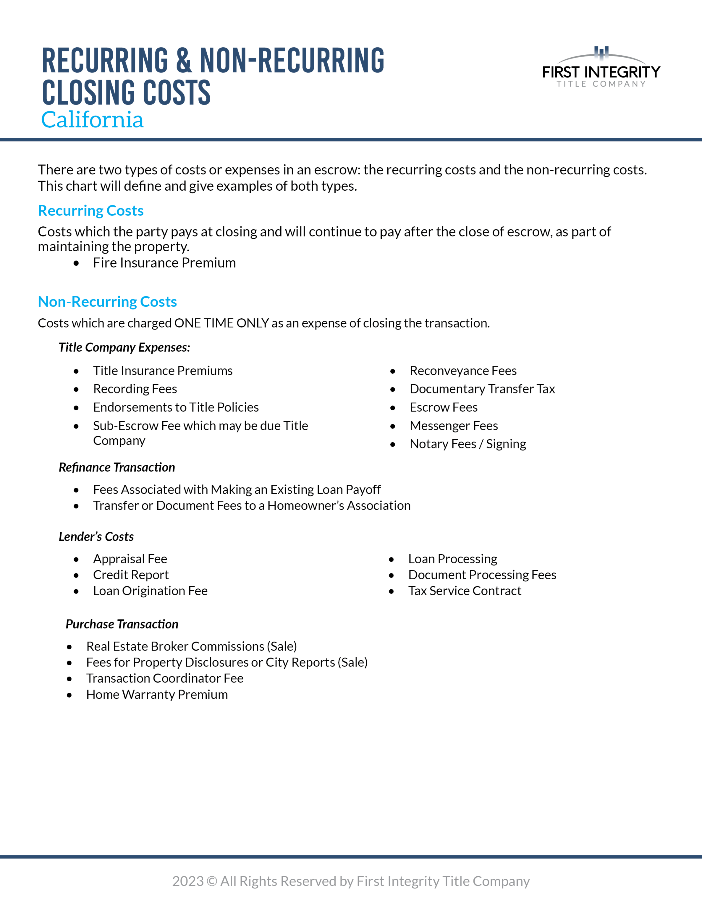 Understanding Recurring and NonRecurring Closing Costs First