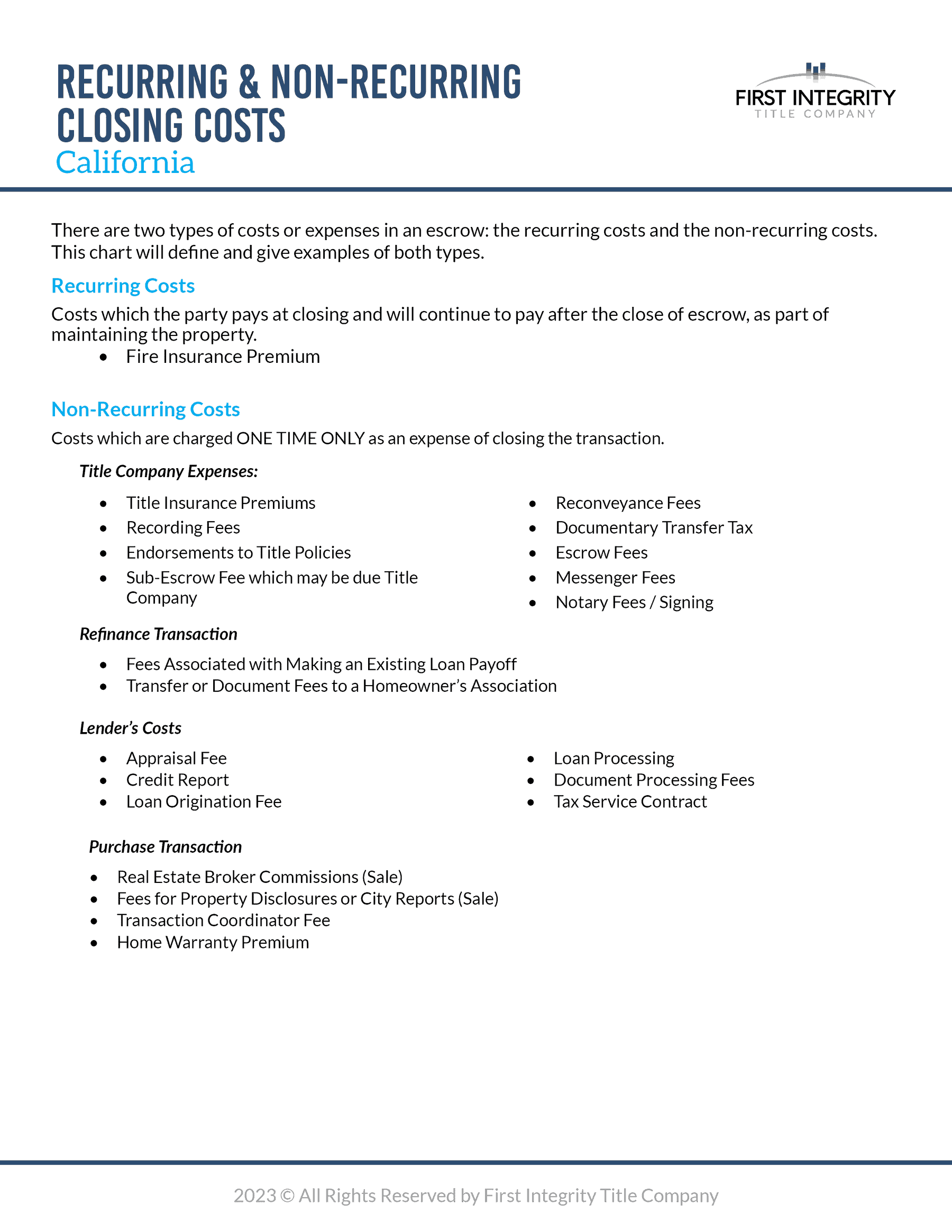 Understanding Recurring and NonRecurring Closing Costs First