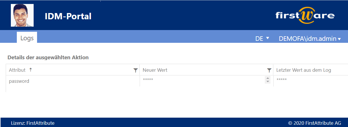 Password Reset Self Service für Anwender FirstWare IDMPortal