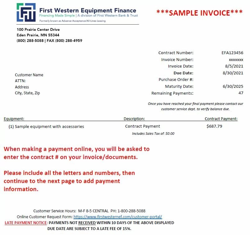 sampleinvoicecapture First Western Equipment Finance