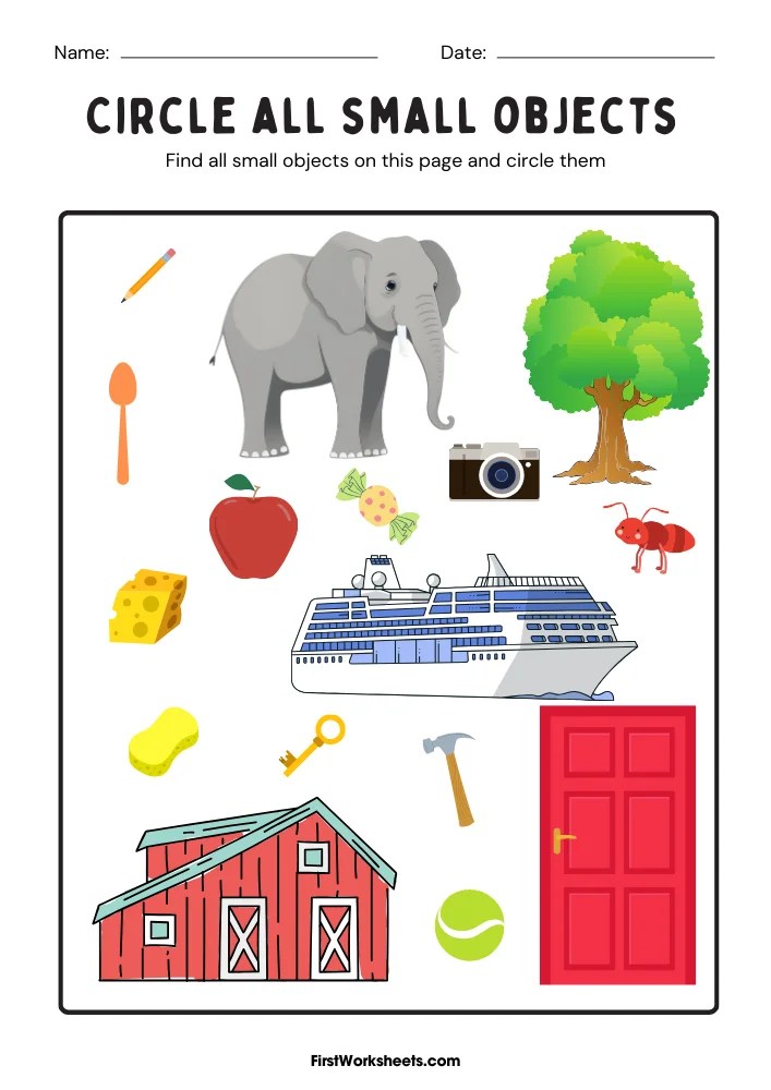 Big and Small Worksheets | FirstWorksheets