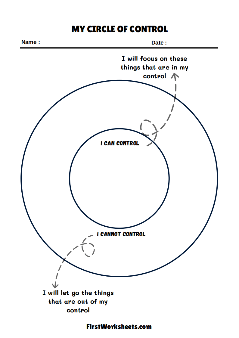 Circle Of Control Worksheets | FirstWorksheets