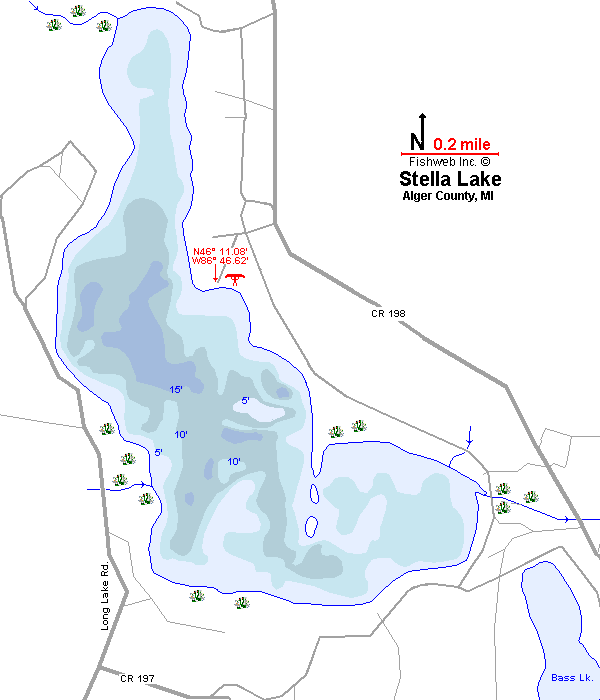 Stella Lake Map Alger County Michigan Fishing Michigan Interactive™