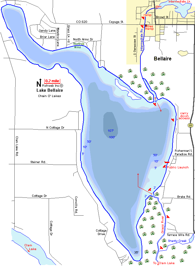 Lake Bellaire Map Antrim County Michigan Fishing Michigan Interactive™