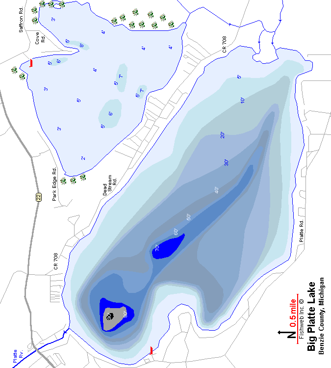 Platte Lake Map Benzie County Michigan Fishing Michigan Interactive™
