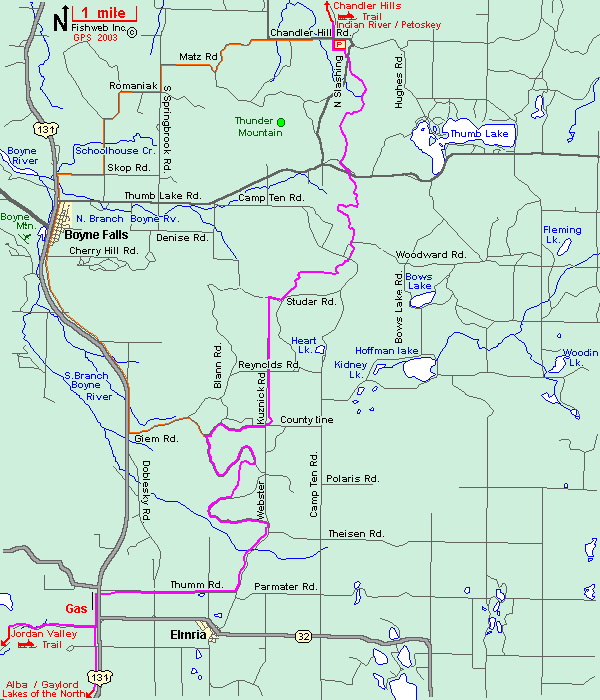 Chandler Lake Michigan Map Chandler Hills Snowmobile Trail Map Michigan Snowmobiling