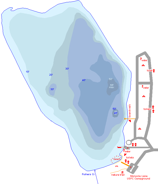 Monocle Lake Map Chippewa County Michigan Fishing Michigan Interactive™
