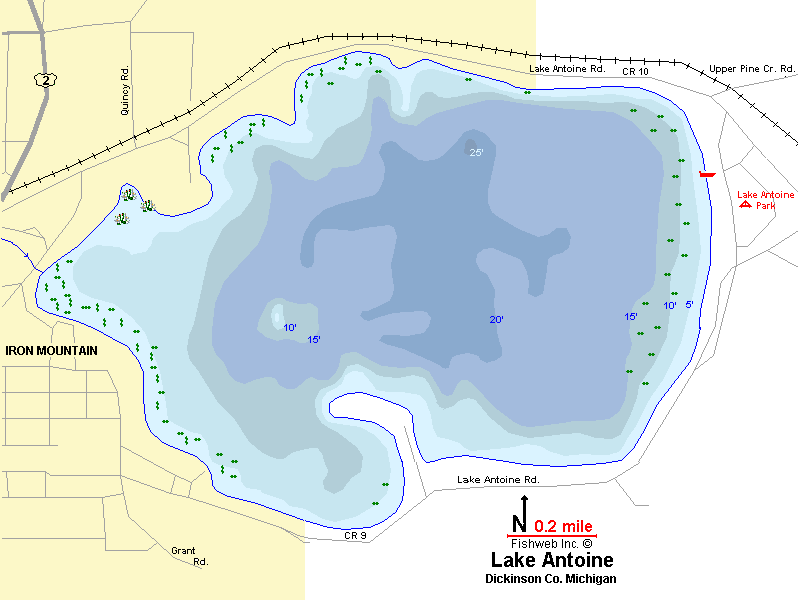 Lake Antoine Map Dickinson County Michigan Fishing Michigan Interactive™