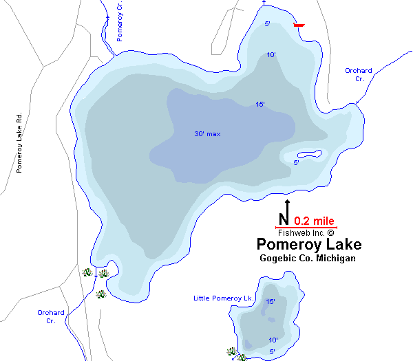 Pomerory Lake, Map Gogebic County Michigan Fishing Michigan Interactive™