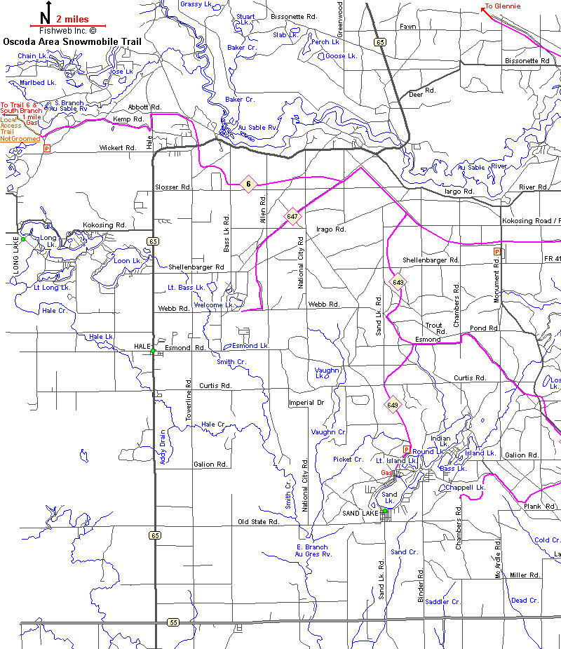Michigan Snowmobiling Oscoda Snowmobile Trail Map Michigan Sledhead™