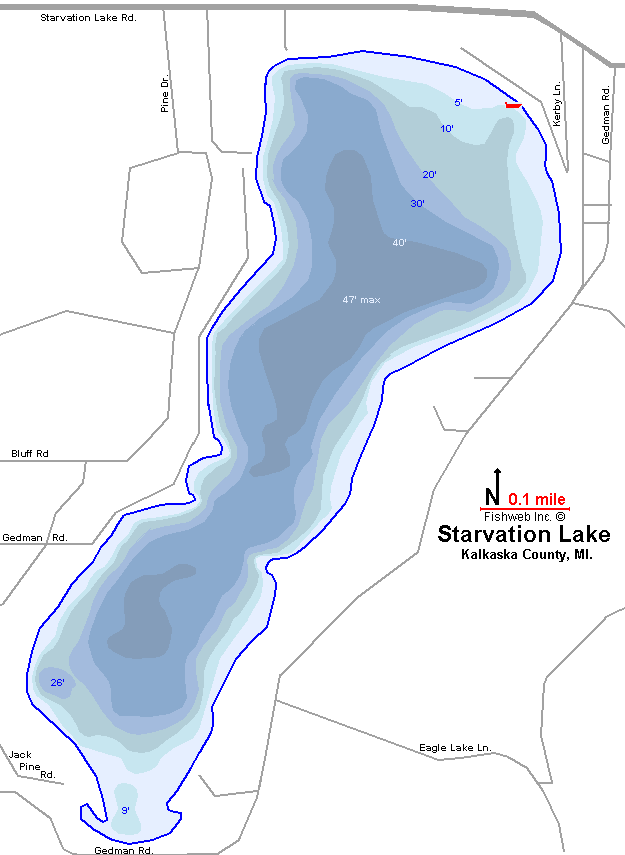 Starvation Lake Map Kalkaska County Michigan Fishing Michigan Interactive™