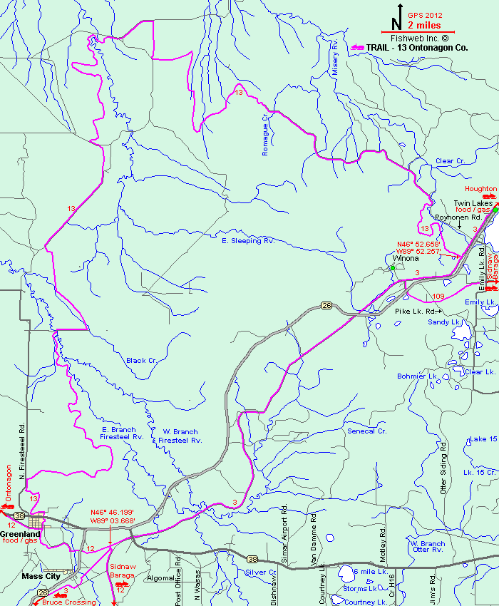 Michigan Snowmobiling Trail 13 Greenland Snowmobile Trail Map Michigan